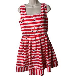 Kling Red & White Stripe summer dress with colorful popsicle print retro pin up